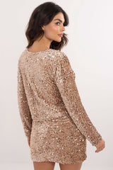 Elegant short cut formal blouse with sequin trim