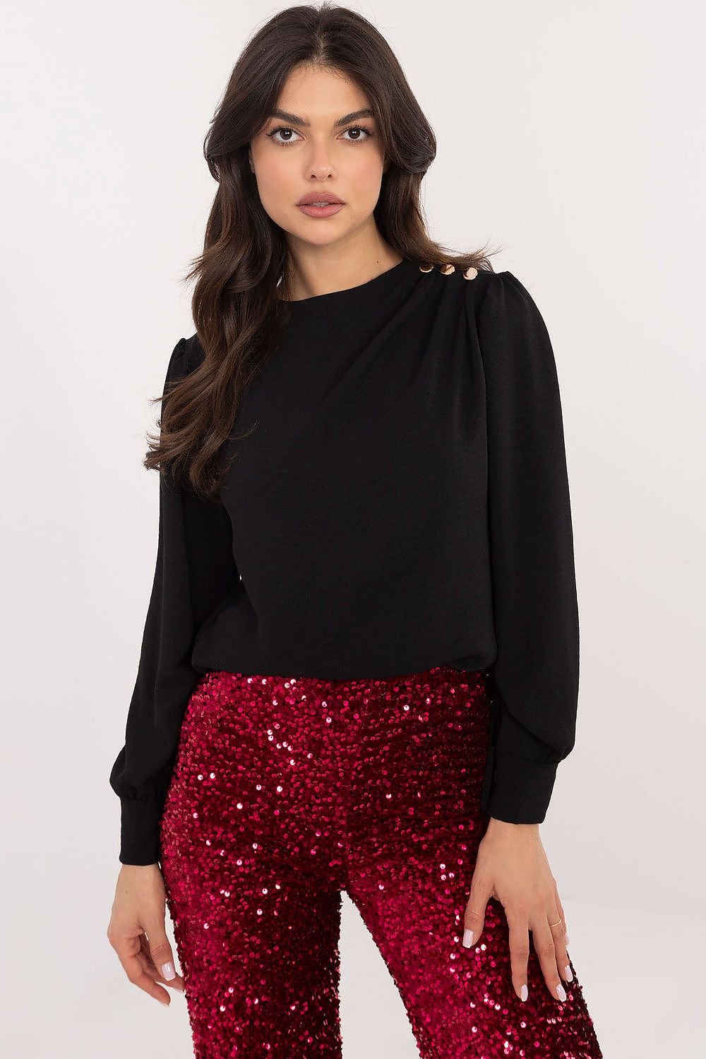 Elegant long sleeves formal blouse with a subtle