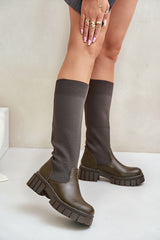 Classic textile eco leather knee high boots