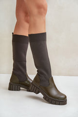 Classic textile eco leather knee high boots