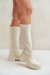 Classic textile eco leather knee high boots