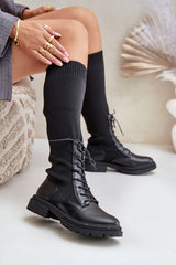 Women's eco-leather textile knee high boots