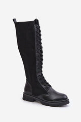 Women's eco-leather knee high rounded toes boots