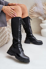 Women's eco-leather knee high rounded toes boots