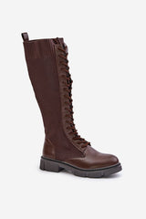 Women's eco-leather knee high rounded toes boots