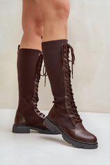 Women's eco-leather knee high rounded toes boots