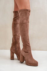 Women's slip-on eco-suede knee-hight heel boots