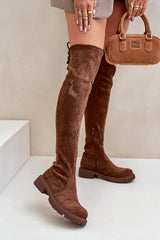 Women's stylish faux suede knee-high boots