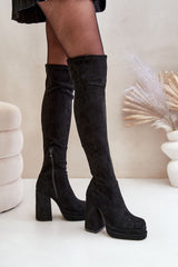 Eco-suede fashionable knee-high boots