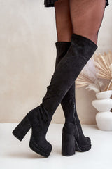 Eco-suede fashionable knee-high boots