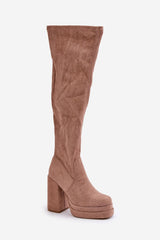 Eco-suede fashionable knee-high boots