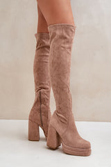 Eco-suede fashionable knee-high boots