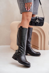 Women's natural leather knee-high boots