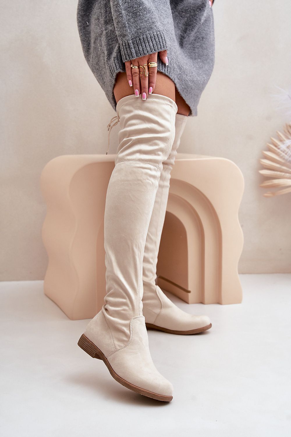 Women's ecological suede knee-high boots