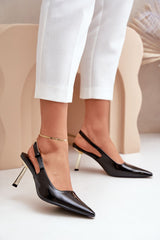 Elegant lacquered eco leather high heels