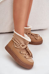 Faux suede leather snow boots