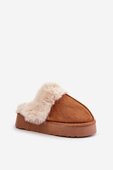 Women's brown soft eco-suede slippers