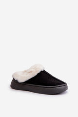 Women's slip-on slippers with fur