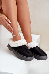 Women's slip-on slippers with fur