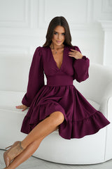 Elegant long sleeves short cocktail dress