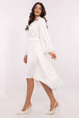 Buff cuffed sleeves asymmetrical cut cocktail shirt dress