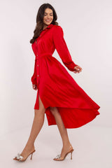 Buff cuffed sleeves asymmetrical cut cocktail shirt dress