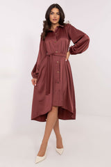 Buff cuffed sleeves asymmetrical cut cocktail shirt dress