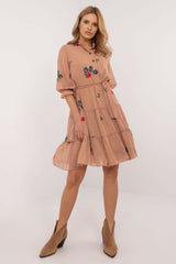 Unique flared 3/4-length sleeves day dress