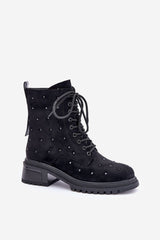 Women black laced eco-suede boots