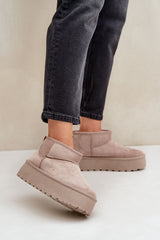 Women's ankle-high fur snow boots