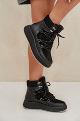 Low platform cozy lace snow boots