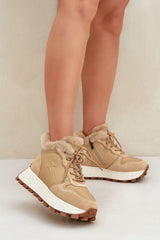 Women's natural leather beige sneakers