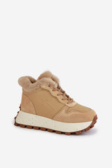 Women's natural leather beige sneakers