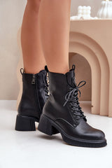 Women's genuine leather black ankle boots