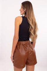 Elegant women's eco leather shorts