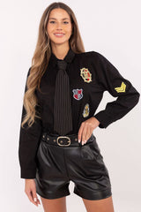 Long sleeve stylish decorative patches shirt