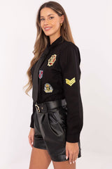 Long sleeve stylish decorative patches shirt