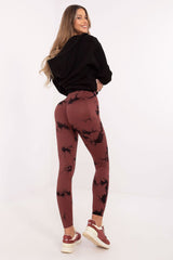 Decorative pleats push-up striking print orange leggings