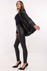 Stylish eco-leather black leggings