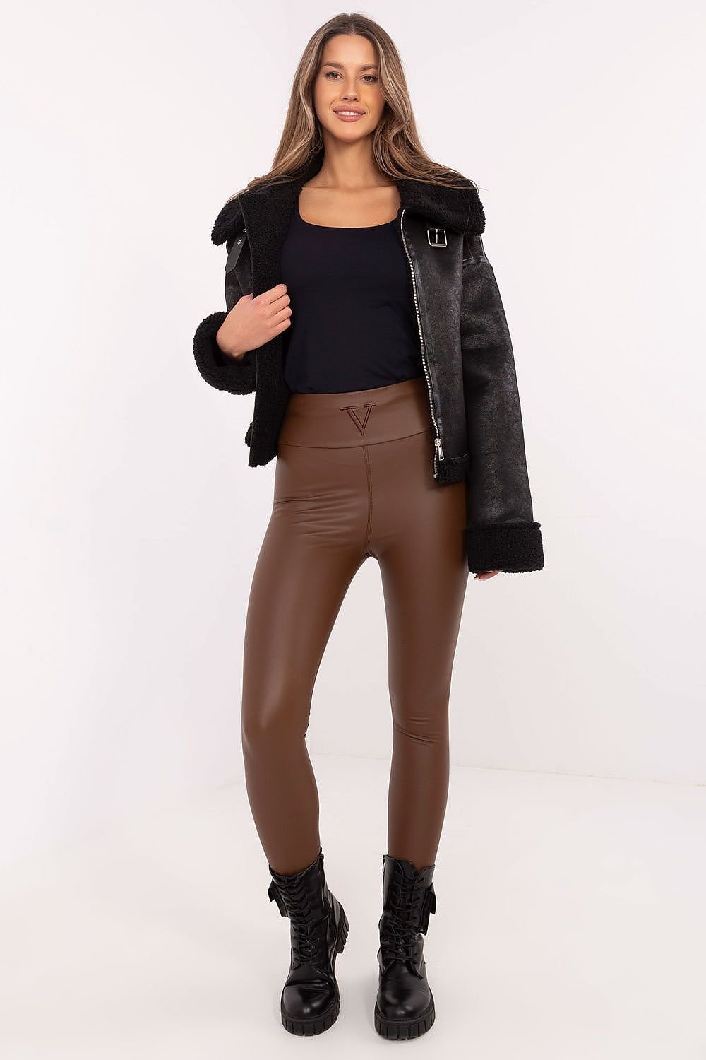 Stylish high waist faux leather leggings