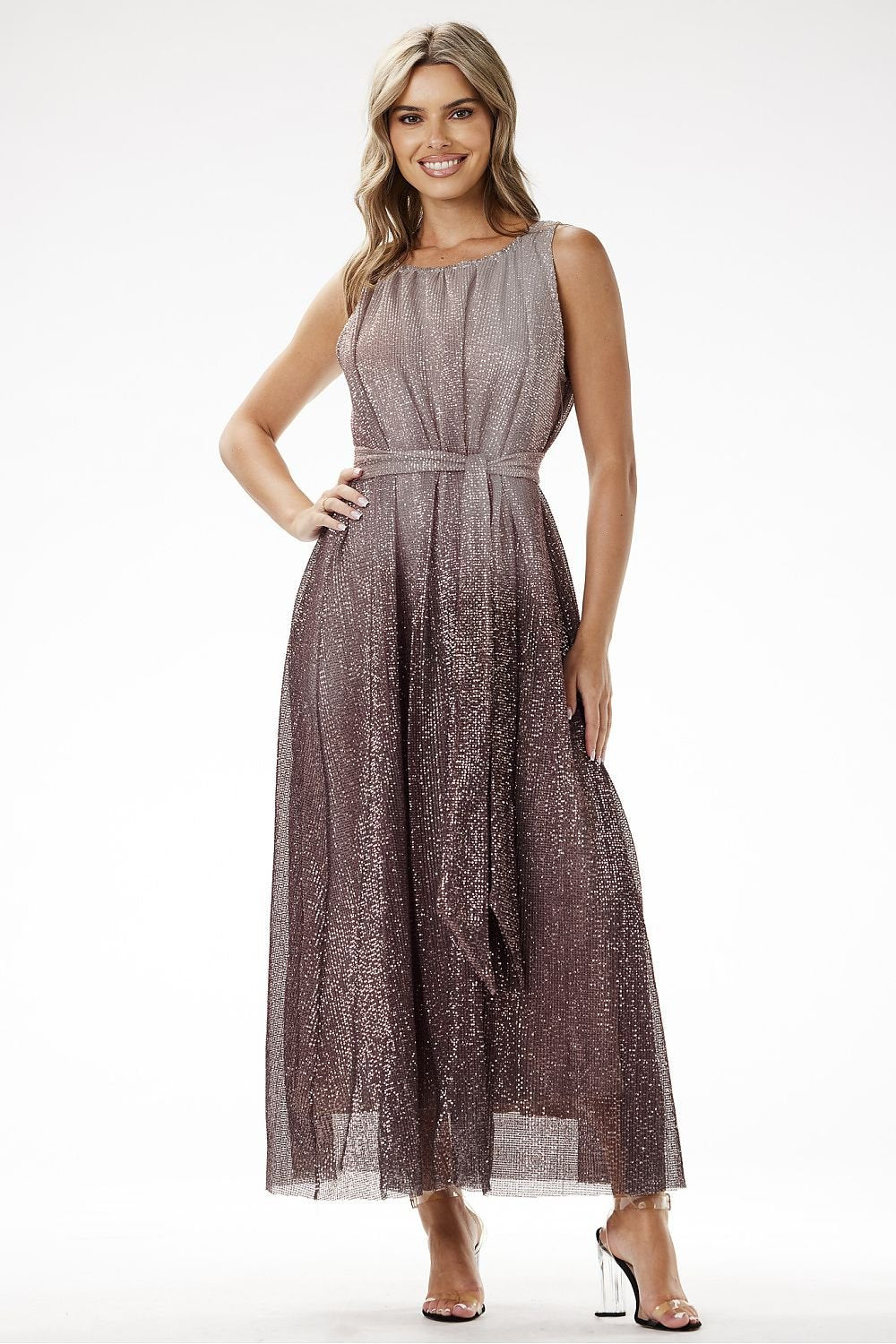 Phenomenal sequin knit ombre effect evening dress