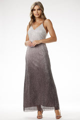 Strapless sequin maxi evening dress