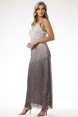 Strapless sequin maxi evening dress