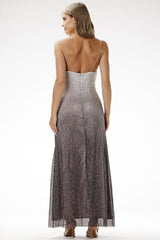 Strapless sequin maxi evening dress