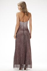 Strapless sequin maxi evening dress