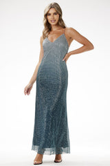 Strapless sequin maxi evening dress