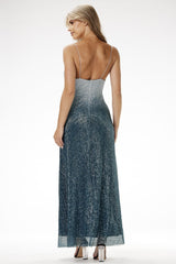 Strapless sequin maxi evening dress