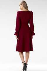 Elegant long sleeves flared bottom cocktail dress