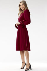 Elegant long sleeves flared bottom cocktail dress