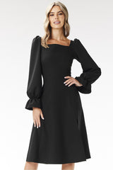 Elegant long sleeves flared bottom cocktail dress